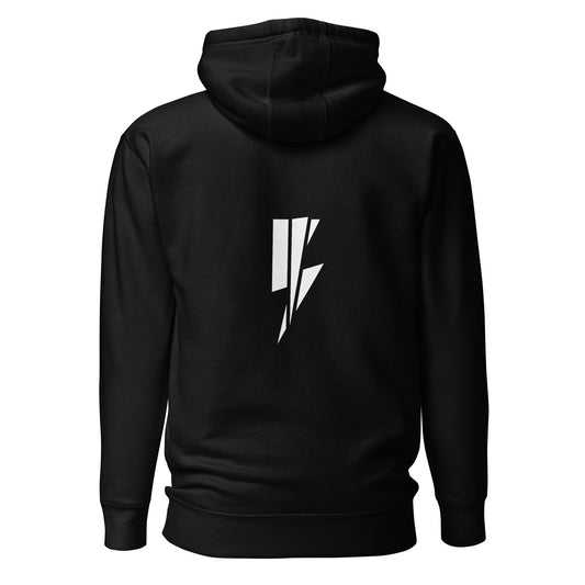 Black hoodie, Blvck Exodus, streetwear, urban fashion, Christian apparel, lightning bolt logo, pull over hoodie