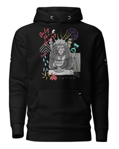 Black Pullover Hoodie Lion Graphic